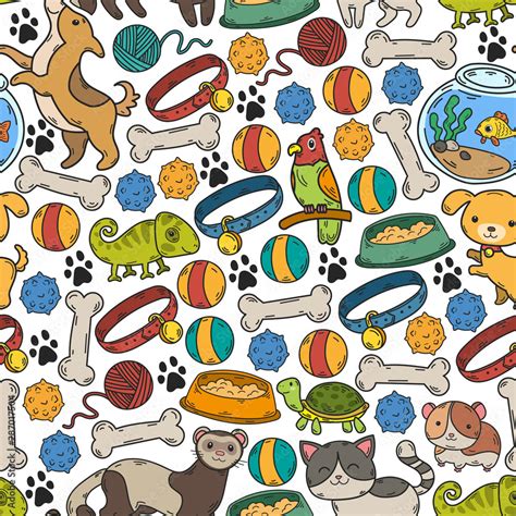 Hand Drawn Doodle Pets Stuff And Supply Icons Set Vector Illustration