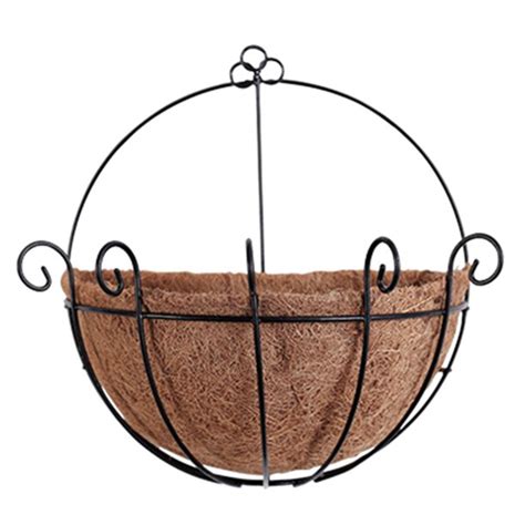 Metal Hanging Planter Basket With Coco Coir Liner Wall Mount Wire Plant Holder For Indoor