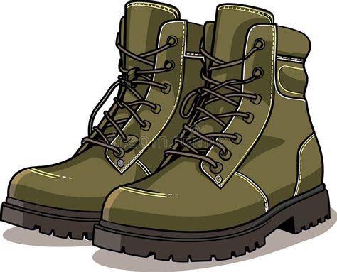 Vector Cartoon Army Boots High Military Shoes Stock Illustrations