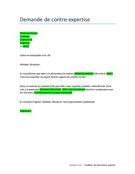 Demande de contre expertise auprès de l assurance DOC PDF page 1 sur 1