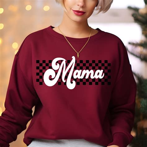 Retro Checkered Mama Png White And Black Distressed Mom Design Trendy