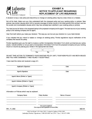 Fillable Online Lafayette Replacement Form Great American Insurance