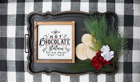 Hot Chocolate Station Sign Farmhouse Christmas Sign Wood Etsy