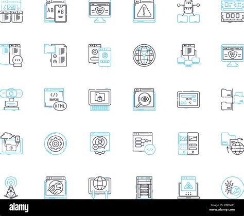 Conjunto De Iconos Lineales De Seguridad De Internet Firewall Cifrado