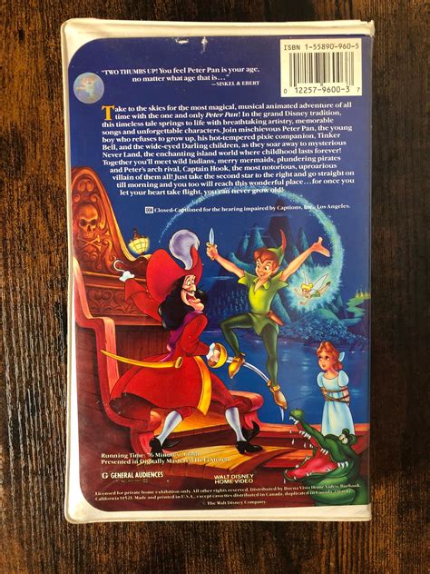 Walt Disney Vhs Peter Pan Classic Disney In Clamshell Case Etsy