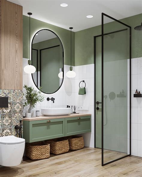 Solonka House On Behance Green Bathroom Furniture Green Tile Bathroom