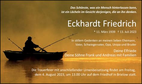 Traueranzeigen von Eckhardt Friedrich Märkische Onlinezeitung