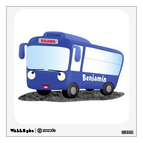 Cute blue modern bus cartoon illustration wall decal | Zazzle | Bus cartoon, Cartoon ...