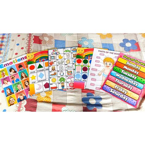 A4 Laminated Educational Charts For Kids Letters Shapes Colors Etc