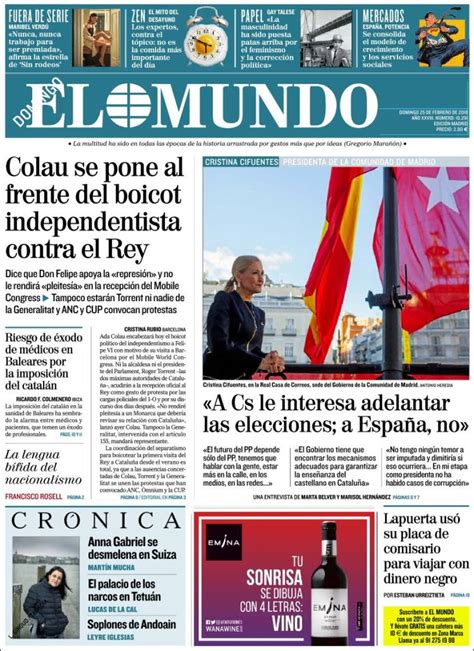 Periódico El Mundo España Periódicos De España Edición De Domingo