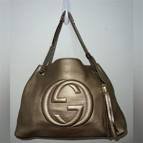 Gucci Bags Gucci Metallic Pebbled Calfskin Medium Soho Chain