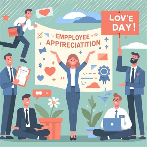 Employee Appreciation Day Flat Vector Illustration Background Premium Ai Generated Vector