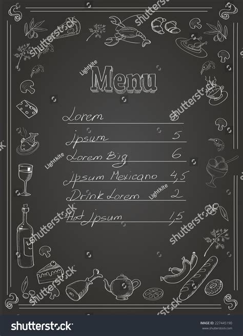 Restaurant Food Menu Design With Chalkboard Royalty Free Stock Vector