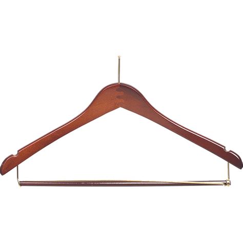 International Hanger Walnut Wood Suit Hanger W Locking Bar Notches