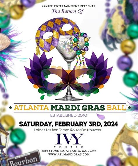 Atlanta Mardi Gras Ball 2024 Ivy Community Center Atlanta February 3