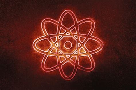 Premium Photo | Atom symbol, atom icon, science, red symbol