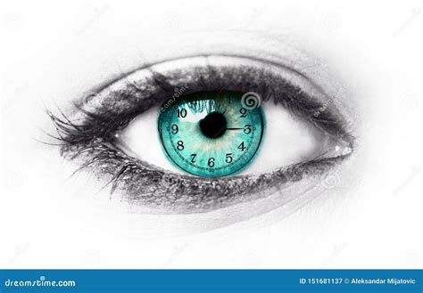 Blue Human Eye And Clock Life Passing Concept Stock Image Image Of