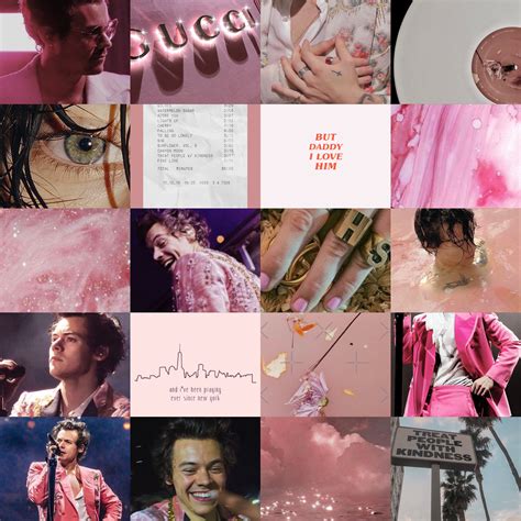 Harry Styles Printed Pink Wall Collage Kit 43 Physical Photo Etsy