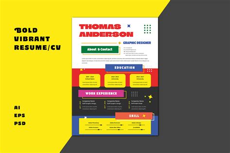 Bold Vibrant Resume CV Graphic By Storictype Creative Fabrica