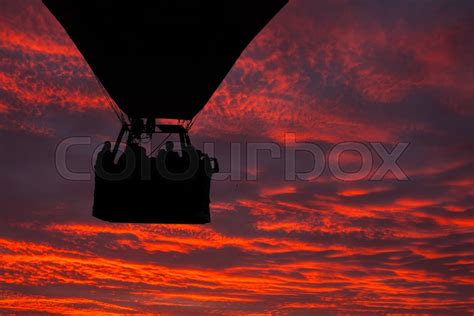 Silhouette Of Hot Air Balloon At Sunset Stock Image Colourbox