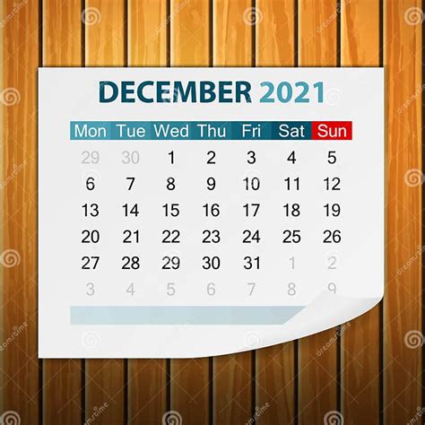 Calendario De Diciembre De 2021 En Madera Ilustración Del Vector