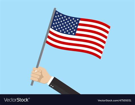 Usa Waving Flag Hand Holding American Flag Vector Image