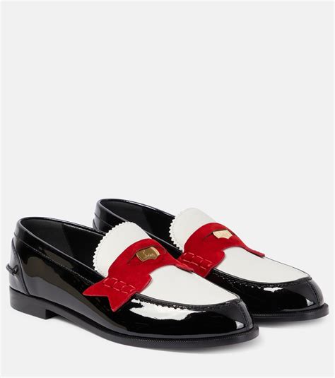 Penny Suede Trimmed Patent Leather Penny Loafers In Multicoloured