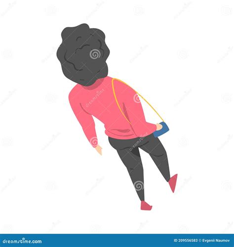 Top View On Going And Walking Woman Character Vector Illustration Stock