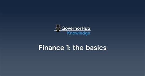 finance   basics governorhub