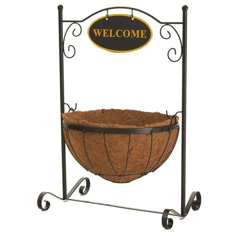 Welcome Plant Stand With 14 In Round Coco Liner Black Products