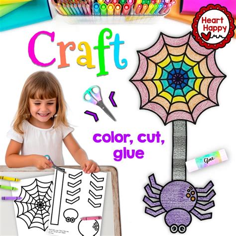 Spider Craft, Kids Printable Craft Template, Halloween Craft, Fall Craft, Homeschool, Teachers ...