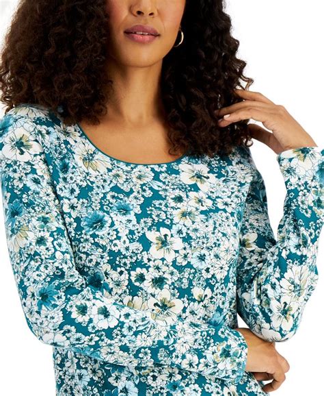 Karen Scott Floral Print Scoop Neck Top Created For Macys Macys