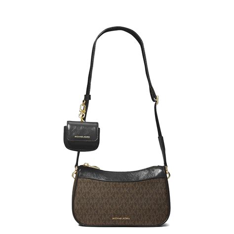 Borsa A Tracolla Jet Set Logata Brown Black Michael Kors Bagalier