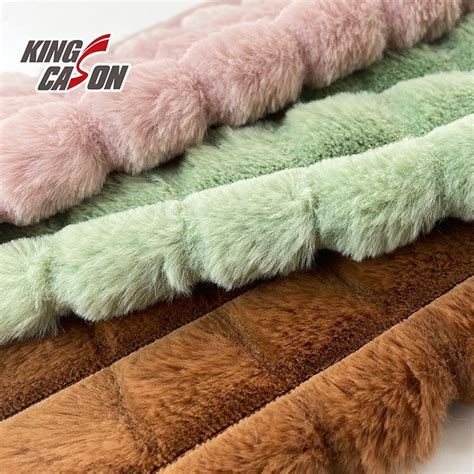 New Style Plaid Fuzzy Fluffy Artificial Rabbit Faux Fur Fabric For Coat