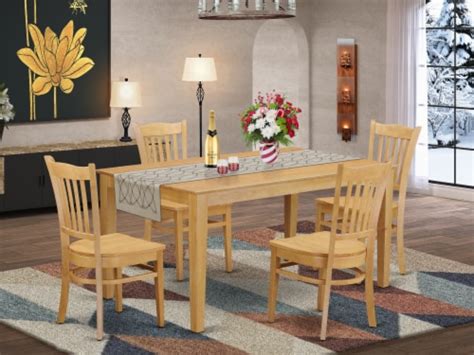 East West Furniture Capri Piece Dining Set With Wood Seat Chairs In