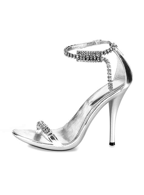 Sexy Rhinestone Sandals Silver