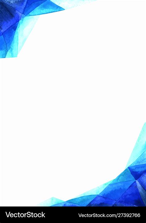 Abstract triangle blue border watercolor painting Vector Image