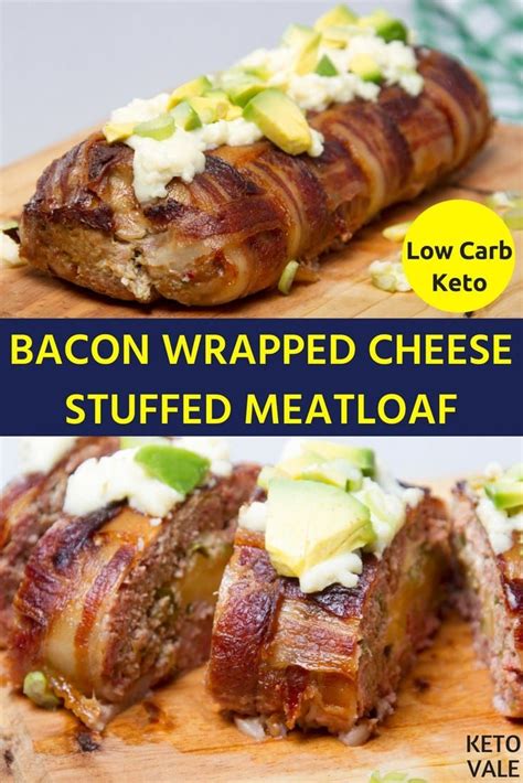 Keto Bacon Wrapped Cheese Stuffed Meatloaf Bacon Wrapped Cheese Bacon