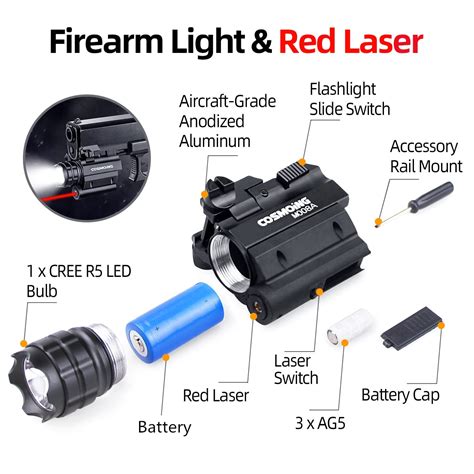 Cosmoing Rail Mounted Pistol Red Laser Light Combo Laser Sight Combo