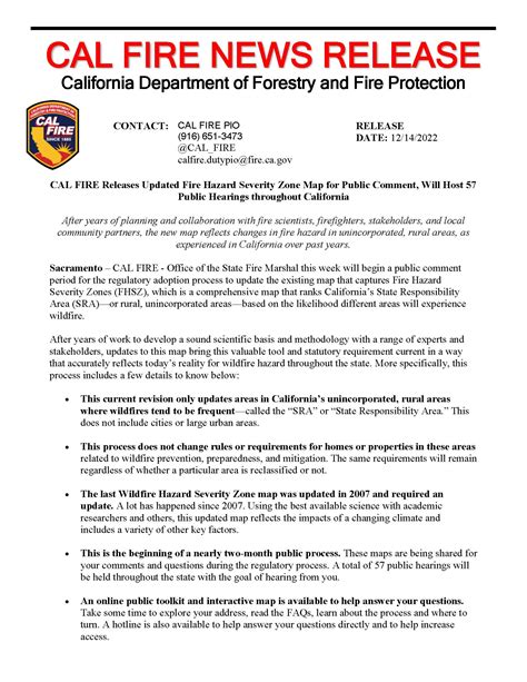 Cal Fire Releases Updated Fire Hazard Severity Zone Map For Public