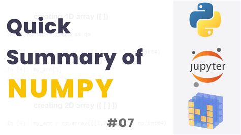 Numpy Summary A To Z Numpy Numpy Series 07 Youtube