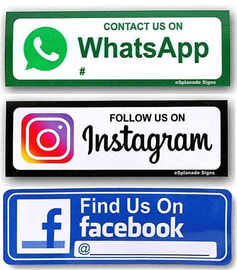 Buy Esplanade Facebook Instagram Whatsapp Sign Sticker Decal Combo Set