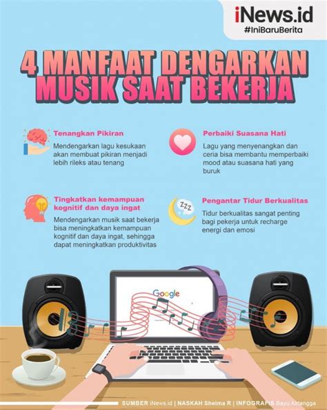 Infografis Manfaat Dengarkan Musik Saat Bekerja Tenangkan Pikiran