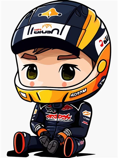 Pegatina con la obra Fórmula 1 Max Verstappen Chibi de Yaiba