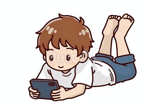 スマホに熱中する男の子イラスト No 24759297｜無料イラスト・フリー素材なら「イラストac」