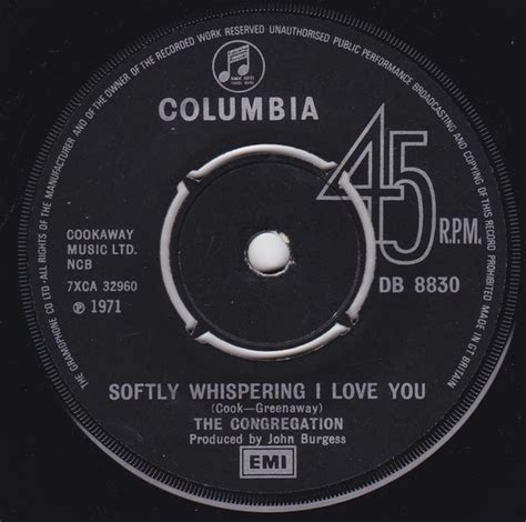 The Congregation Softly Whispering I Love You 1971 Push Out Centre