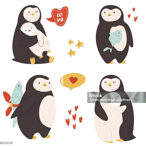 Koleksi Penguin Lucu Desain Karakter Vektor Ilustrasi Stok Unduh