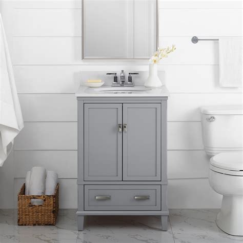 Dorel Living Otum 24 Inch Bathroom Vanity with Sink, Gray Wood ...