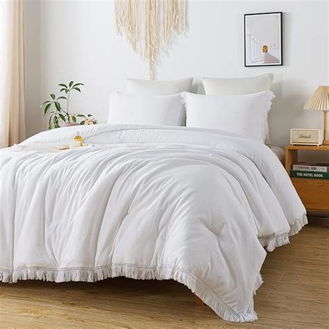 Amazon Andency White Comforter Set Twin Size 2 Pieces Boho