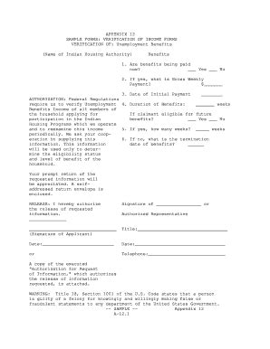 Fillable Online Hud APPENDIX 12 SAMPLE FORMS VERIFICATION OF INCOME